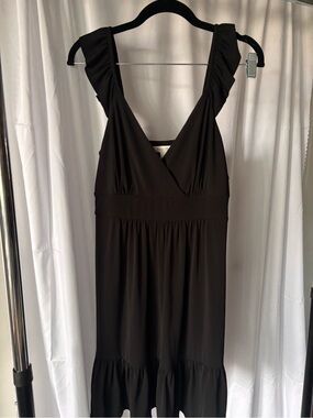 White House Black Market Black Ruffled Strap dress